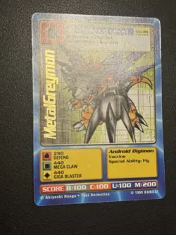 MetalGreymon Digimon CCG Bo-80 Ultimate Android Digimon English Card 1999 Bandai - Image 4