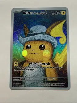 Raichu With Grey Felt Hat Pokemon ACG Card Holo Foil Art Anime Van Gogh Portrait - Image 1