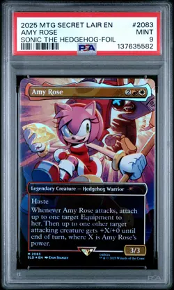 2025 MTG SECRET LAIR DROP SONIC: FRIENDS & FOES-FOIL #2083 AMY ROSE PSA 9 - Image 1