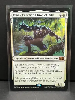 Black Panther Claws of Bast 0829 MtG Marvel Commander MSC Mythic Foil - Image 1