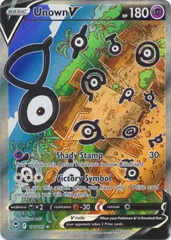 Unown V Alternate Full Art 177/195 Ultra Rare Silver Tempest Pokemon TCG - Image 1