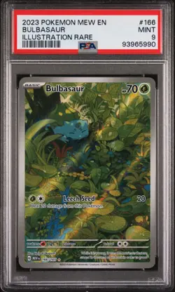 2023 POKEMON MEW EN-151 #166 BULBASAUR ILLUSTRATION RARE PSA 9 - Image 1