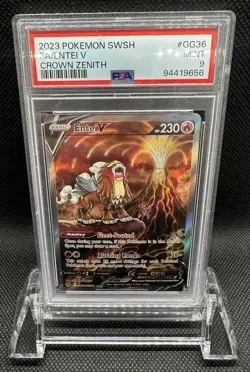 2023 POKEMON SWORD & SHIELD CROWN ZENITH #GG36 FULL ART/ENTEI V PSA 9 - Image 1