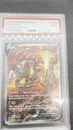 2023 POKEMON SWORD & SHIELD CROWN ZENITH #GG36 FULL ART/ENTEI V PSA 9 - Image 2