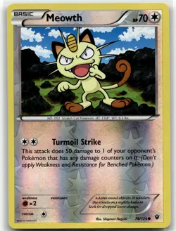 Meowth 74/124 Common Fates Collide Pokemon Reverse Holo LP - Image 1