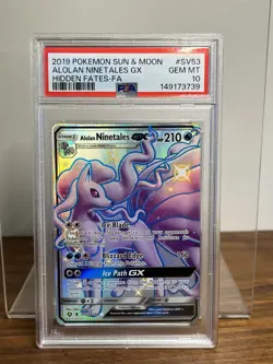 PSA 10 2019 Pokemon Hidden Fates Shiny Vault Alolan Ninetales GX SV53 Holo - Image 1