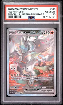 2025 POKEMON WHT EN-WHITE FLARE SPECIAL ILLUSTRATION RARE RESHIRAM EX PSA 10 - Image 1