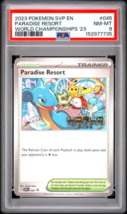 2023 POKEMON SVP EN-SV BLACK STAR PROMO #045 PARADISE RESORT PSA 8 - Image 1