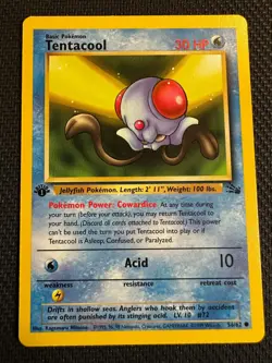 💥 TENTACOOL 1st Edition Fossil 1999 Rare Non Holo Foil Pokemon Vintage # 56/62 - Image 1