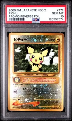PSA 10 Pichu Holo 172 Premium File 2 Old Back 2000 Pokemon Card Japanese - Image 1