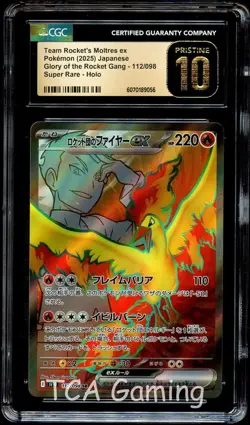 CGC 10 PRISTINE Team Rocket's Moltres Ex 112/098 HOLO FULL ART Pokemon Card 056 - Image 1