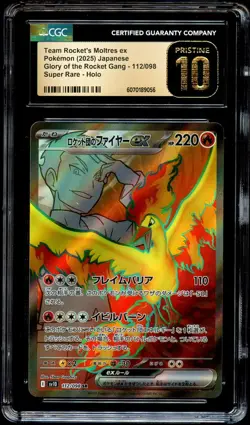 CGC 10 PRISTINE Team Rocket's Moltres Ex 112/098 HOLO FULL ART Pokemon Card 056 - Image 2