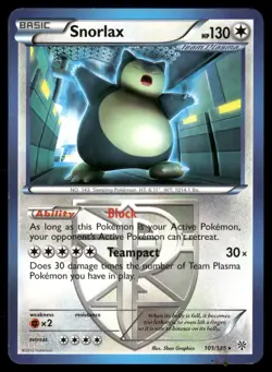 Snorlax 101/135 Rare Plasma Storm Pokemon LP - Image 1