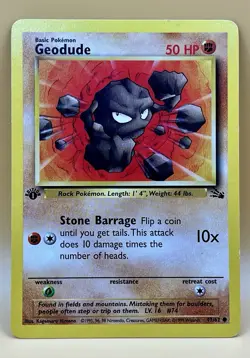 Geodude 47/62 - Fossil 1st Edition Common - LP(-) - 1999 Pokemon TCG - Image 1
