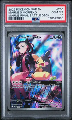 2025 POKEMON SVP EN-SV BLACK STAR PROMO #206 MARNIE'S MORPEKO PSA 10 - Image 1