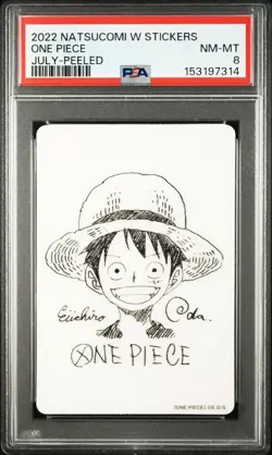 PSA8 One Piece Monkey D. Luffy Natsukomi W Sticker One Piece ONE PIECE Eiichiro - Image 1