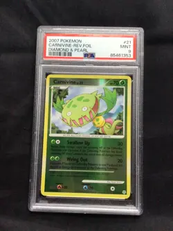 Pokemon Cards: Diamond and Pearl Reverse Holo: Carnivine 21/130 PSA 9 - Image 1
