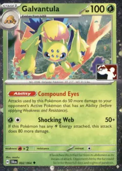 GALVANTULA 002/064 HOLO UNCOMMON PRIZE PACK SERIES CARDS POKEMON NEAR MINT - Image 1