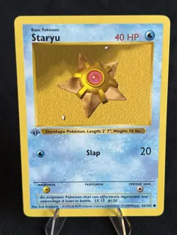 Pokemon Staryu Base Set 065/102 Shadowless 1st Edition TCG LP Condition. - Image 1