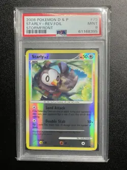 POKEMON STARLY PSA 9 HOLO REVERSE DIAMOND & PEARL DP STORMFRONT 75 - POP 1 - Image 1
