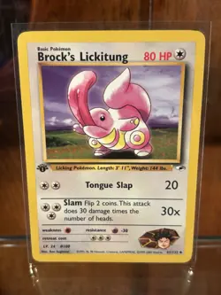 1999 - 1st Edition BROCK’S LICKITUNG Pokemon TCG Gym Heroes 41/132 NM - Image 1