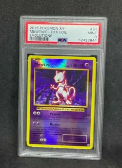 Pokemon XY Evolutions Mewtwo 51/108 Reverse Holo Foil Rare PSA 9 MINT - Image 1
