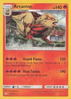 ARCANINE 22/214 HOLO RARE UNBROKEN BONDS POKEMON NEAR MINT - Image 1