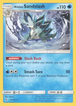 ALOLAN SANDSLASH 20/145 RARE GUARDIANS RISING POKEMON NEAR MINT - Image 1