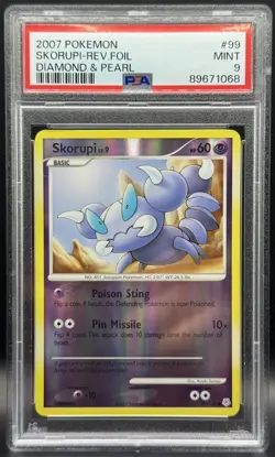 Pokemon TCG PSA 9 Skorupi Diamond and Pearl Reverse Holo #99 *LOW POP* - Image 1