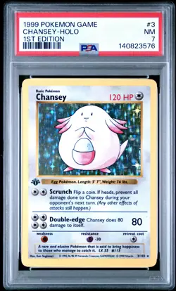 1999 POKEMON BASE SET 1ST EDITION #3 CHANSEY-HOLO PSA 7 - Image 1