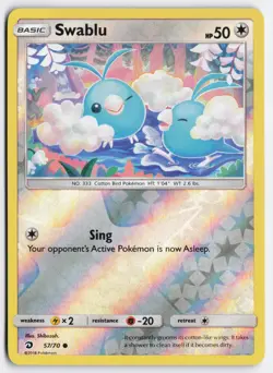 Swablu 57/70 Common Dragon Majesty Pokemon Reverse Holo Lightly Played - Image 1
