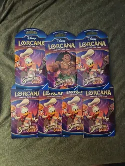 (7x) Seven Random Disney Lorcana Sleeved Booster Packs (Azurite-Shimmering) Ect. - Image 1