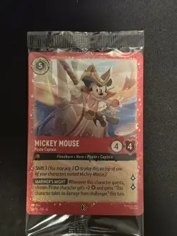 Disney Lorcana COSTCO Mickey Mouse Pirate Captain Foil Promo Card In Wrapper - Image 1