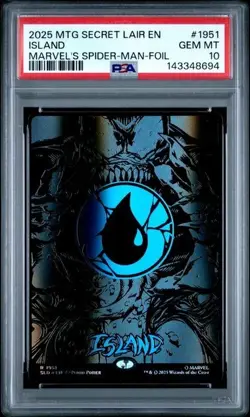 Island Magic The Gathering Secret Lair Marvel's Spider-Man Foil 1951 PSA 10 - Image 1