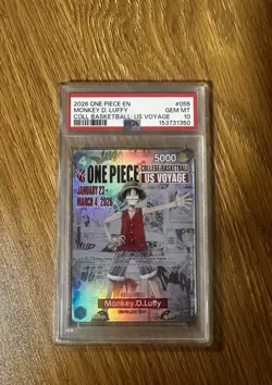 2026 ONE PIECE COLLEGE BASKETBALL: US VOYAGE PROMOS #055 MONKEY D. LUFFY PSA 10 - Image 1