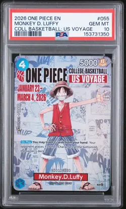 2026 ONE PIECE COLLEGE BASKETBALL: US VOYAGE PROMOS #055 MONKEY D. LUFFY PSA 10 - Image 2