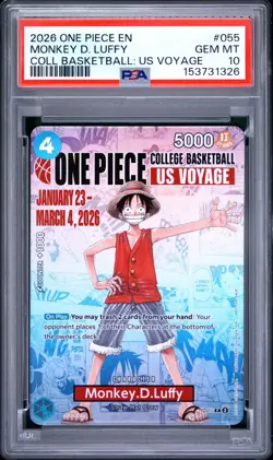 2026 ONE PIECE COLLEGE BASKETBALL: US VOYAGE PROMOS #055 MONKEY D. LUFFY PSA 10 - Image 2