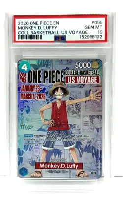 2026 ONE PIECE PROMOS COLLEGE BASKETBALL: US VOYAGE MONKEY D. LUFFY PSA 10 - Image 1