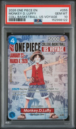 2026 ONE PIECE PROMOS COLLEGE BASKETBALL: US VOYAGE MONKEY D. LUFFY PSA 10 - Image 2