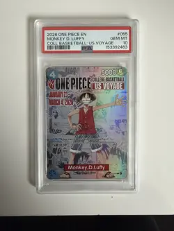 2026 ONE PIECE COLLEGE BASKETBALL: US VOYAGE PROMOS #055 MONKEY D. LUFFY PSA 10 - Image 1