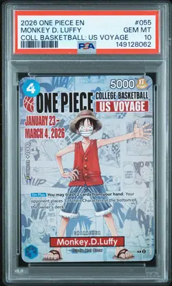 2026 ONE PIECE PROMOS COLLEGE BASKETBALL: US VOYAGE MONKEY D. LUFFY PSA 10 - Image 1