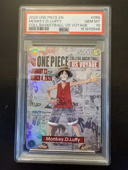2026 ONE PIECE PROMOS COLLEGE BASKETBALL: US VOYAGE MONKEY D. LUFFY PSA 10 - Image 1