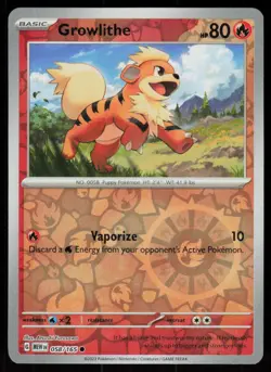 Growlithe 058/165 Common 151 Pokemon Reverse Holo Near Mint - Image 1