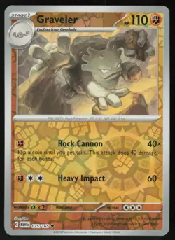 Graveler 075/165 Uncommon 151 Pokemon Reverse Holo Near Mint - Image 1