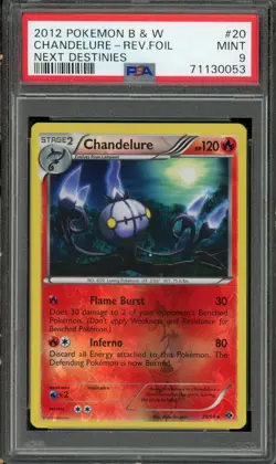 2012 Pokemon Chandelure #20/99 Next Destinies Reverse Holo Rare PSA 9 Mint - Image 1