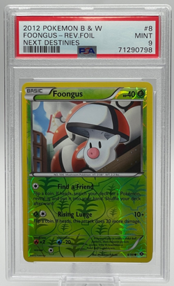 2012 POKEMON BLACK & WHITE NEXT DESTINIES #8 FOONGUS REVERSE FOIL PSA 9 MINT - Image 1