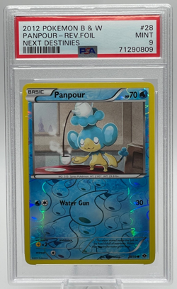 2012 POKEMON BLACK & WHITE NEXT DESTINIES #28 PANPOUR REVERSE FOIL PSA 9 MINT - Image 1