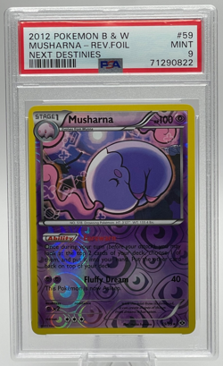2012 POKEMON BLACK & WHITE NEXT DESTINIES #59 MUSHARNA REVERSE FOIL PSA 9 MINT - Image 1
