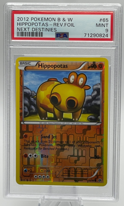 2012 POKEMON BLACK & WHITE NEXT DESTINIES #65 HIPPOPOTAS REVERSE FOIL PSA 9 MINT - Image 1