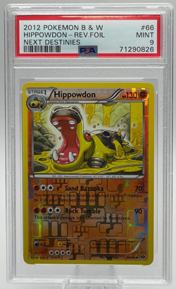 2012 POKEMON BLACK & WHITE NEXT DESTINIES #66 HIPPOWDON REVERSE FOIL PSA 9 MINT - Image 1